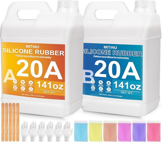 Silicone Mold Making Kit - 20A Liquid Silicone Rubber (1:1 Mix), Non-Toxic & Bubble Free Platinum Cure Silicone for Making Molds for Resin, Soap, Concrete, Craft Molds - 282oz Total