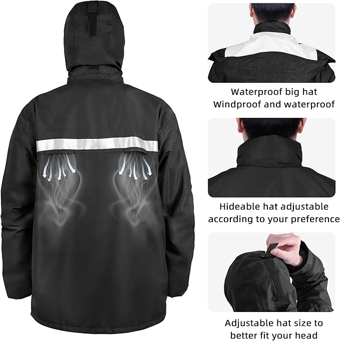 Coralrain Rain Suit Safety Waterproof Rain Jacket and Trouser Suit Raincoat With Hood lining For Men Women Adults Breathable