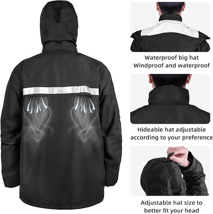 Coralrain Rain Suit Safety Waterproof Rain Jacket and Trouser Suit Raincoat With Hood lining For Men Women Adults Breathable