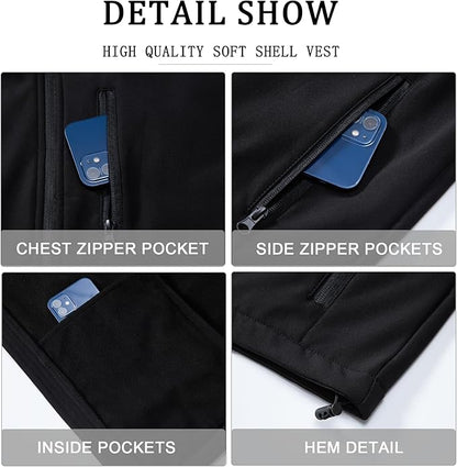 Men's Lightweight Softshell Vest Outerwear Windproof Sleeveless Jacket for Golf Running Hiking