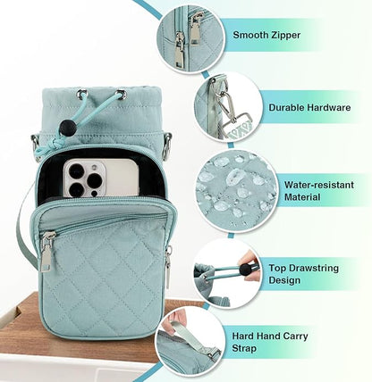 Water Bottle Carrier Bag with Strap, Water Bottle Holder Crossbody Bags for Women Men for Walking, Hiking,Cycling