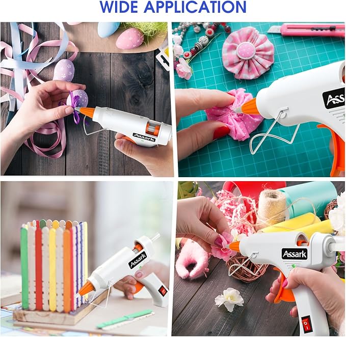 Hot Glue Gun Kit with 30 Glue Sticks(130mm x 7mm), Fast Preheating Hot Melt, High Temp for School Crafts DIY Arts and Quick Home Repairs, 20W White