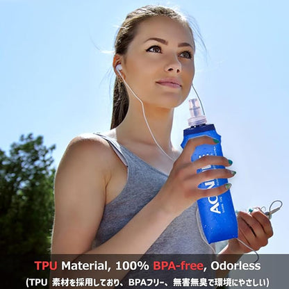 Azarxis TPU Soft Flask Collapsible Water Bottles BPA-Free 250ml 350ml 500ml 600ml for Hydration Vest Pack Running Hiking Cycling Climbing