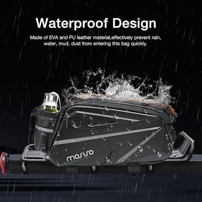 MOSISO Bike Rack Bag, Waterproof Bike Rear Rack Handbag Bicycle Trunk Bag, 14L EVA Mountain Bicycle Rear Seat Storage Saddle Pouch Cycling Luggage Pouch with Shoulder Strap, Orange