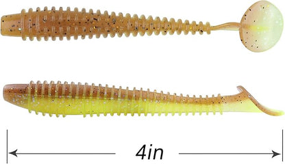 RUNCL Swimbaits Paddle 10/20/30/40PCS, 5/4/3/2 Inchs Paddle Tail, Soft Lure for Trout Crappie Bass, Durable Plastic Bait Swimmer for Saltwater/Freshwater, Fishing Lover's Gift