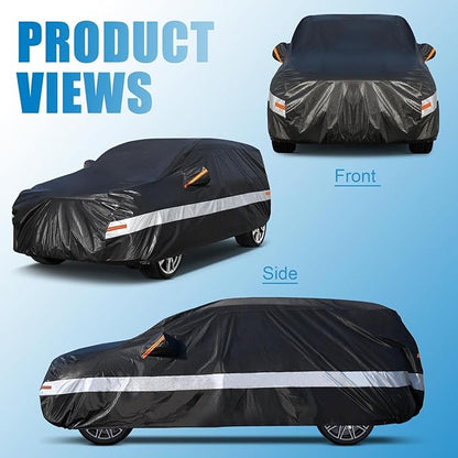 100% Waterproof Outdoor Car Covers for SUV, 10 Layers Car Cover Waterproof All Weather Rain Snow UV Protection. Custom Fit for KIA Seltos, Honda Element, Toyota CHR, Mazda CX30 CX-30,etc