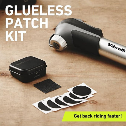 Vibrelli Mini Bike Pump - Presta & Schrader Bicycle Pump - 120 PSI Tire Pump for Road & MTB - No Valve Changing Needed