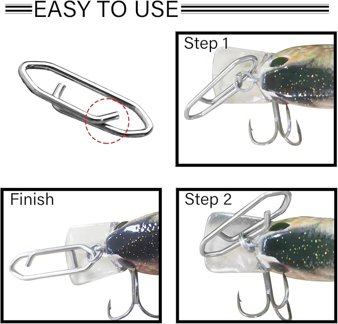 Atibin Stainless Lock Snaps Swivel Steel Saltwater Connector Fishing Snap Line High Strength Fishing Clip Power Lure Connector