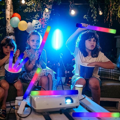 100+18 pcs Foam Glow Sticks Bulk,Led Foam Sticks 3 Flashing Modes light up foam sticks Glow in The Dark Party Supplies glow sticks for Wedding Christmas , Birthday ,Concerts, DJ