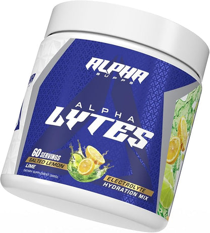 Alpha Lytes - Electrolyte Powder Daily Hydration Drink Mix - Sugar-Free, Zero Calorie Instant Formula with Trace Minerals and Antioxidants (60 Servings, Salted Lemon Lime)