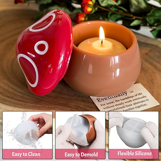 Resin Jar Molds with Lid Mushroom Silicone Mold for Epoxy Resin Casting DIY Jewelry Trinket Organizer Box, Candy Container, Planter, Candle Jars, Home Decoration Concrete Cement Mould Art Craft Gifts