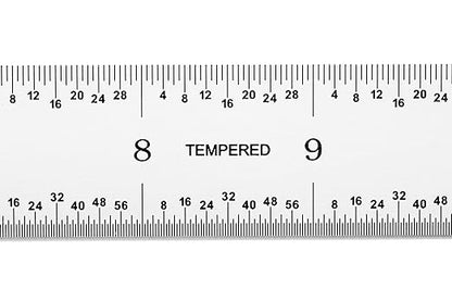PEC Tools Machinist Metal Ruler, 12" x 300mm Metal Ruler, 1/25" Thick X 1" Wide, Measurement Accuracy 1/32",1/64", 0.5mm, 1mm, Carbon Steel, Satin Chrome, Made in USA