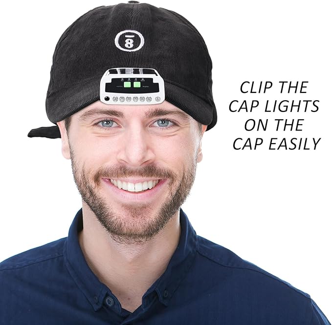 Mudder LED Clip on Cap Lights USB Rechargeable Cap Flashlight Clip Waterproof Ultra Bright Hat Flashlight Headlamp for Fishing Camping Hand Work