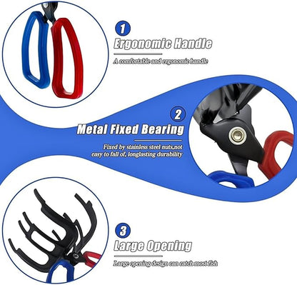 3 Claw Fish Gripper, Metal Fishing Pliers Gripper Catch Fish Control Clamp, Fishing Pliers Control Tool Fishing Accessories for Most Freshwater Fish Grip Tackle Holder