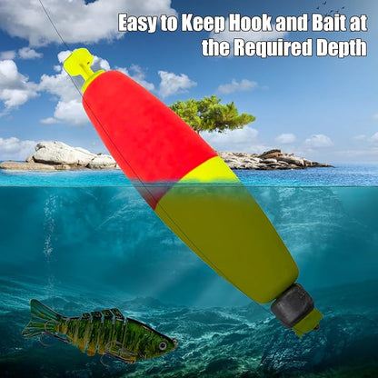 Fishing Bobbers Floats Set Weighted Fishing Bobbers for Fishing, Foam Snap on Float Weighted Bobbers Push Button Spring Fishing Floats Fishing Bobbers Assortment for Catfish