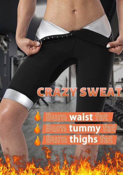 Sauna Pants Women Sweat Capris Slimming Leggings,Mesh Crotch,High Waist Workout Body Shaper Suits
