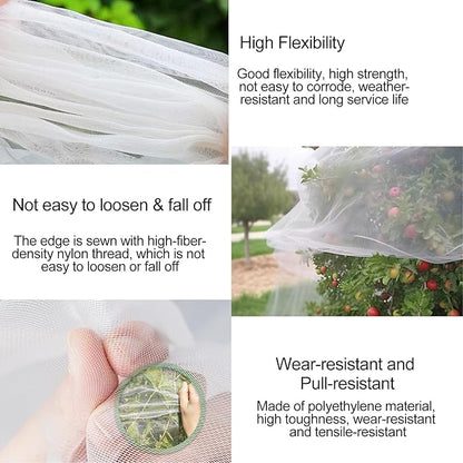 Garden Mesh Netting with Drawstring & Zipper,4PACK 2.3Ft x3.3 FT Mesh Netting Pest Barrier Protection Bird Mosquito Net Plants Cover for Patio Vegetable Plants Fruit Tree