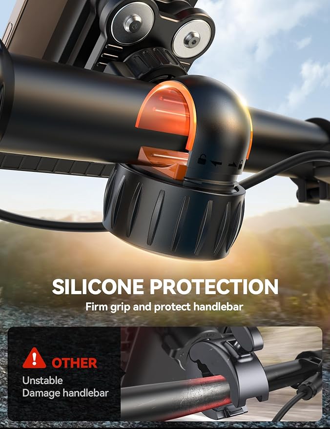 JOYROOM Bike Phone Holder Mount, [Dual Anti Vibration] [2025 Upgrade Reinforcement] Cell Phone Holder for Bike, Bicycle Scooter Accessories, Motorcycle Handlebar Phone Mount for iPhone 17