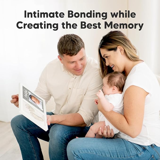 Baby Hand and Footprint Kit with Felt Letterboard - Personalized Baby Gifts for Boys Girls, Newborn Baby Footprint Kit, Dog Paw Print Kit, Baby Keepsake Frame (Alpine White)