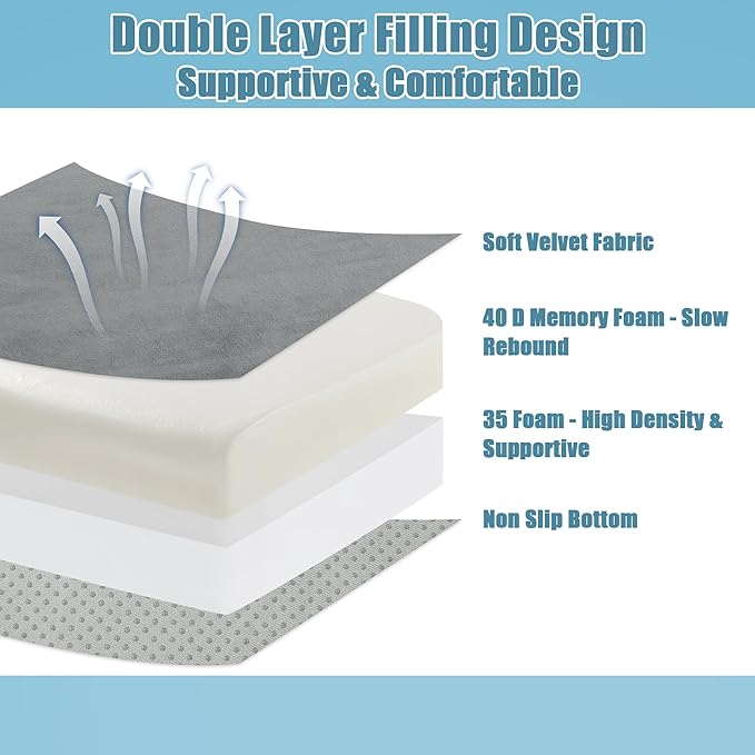 HOMBYS Extra Thick Seat Cushions for Office Chair,Adult Booster Seat for Car,Memory Foam Car Cushion for Height,Chair Cushions for Elderly Wheelchair,Desk Chair Seat Cushion (Dark Grey)