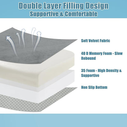 HOMBYS Extra Thick Seat Cushions for Office Chair,Adult Booster Seat for Car,Memory Foam Car Cushion for Height,Chair Cushions for Elderly Wheelchair,Desk Chair Seat Cushion (Dark Grey)