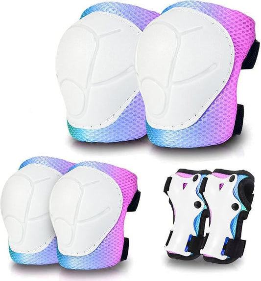 Skateboard Pads Kids/Youth/Adult Shield Elbow Pads and Wrist Guards Protective Gear,Strong Double Straps&Adjustable Easy-Fix Clips for Skateboarding,Rollerblading,ScooterRoller,Skating,Bicycle