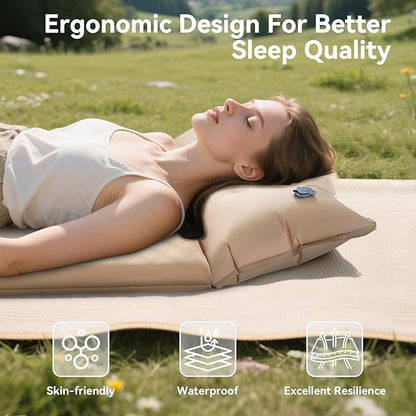 Sleeping Pad for Camping,3.14" Thick Memory Foam Self Inflating Mattress with Pillow and Built-in Electric Pump,4-Season Adult for Travel/Tent/Car