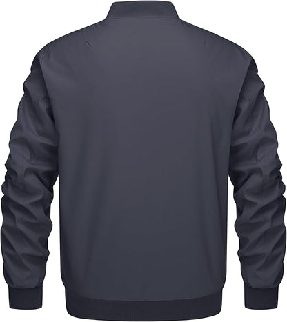 KEFITEVD Men's Jacket Casual Windproof Bomber Jackets Full Zip Windbreaker Warm Winter Padded Coats