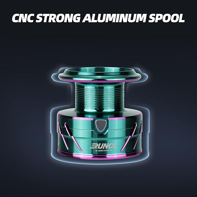 RUNCL Merced II Spinning Reel – 5.2:1 Gear Ratio, Max Drag 22.05 LB, Lightweight, Interchangeable Left/Right Hand, Ideal for Freshwater & Saltwater, Available in 2000, 3000, 4000, 5000 Models