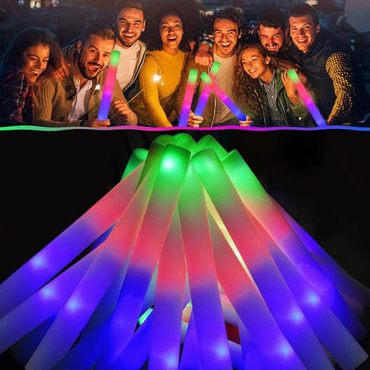 LifBetter 70 Pcs Foam Glow Sticks Bulk,Led Glow Sticks with 3 Modes Colorful Flashing,Long Life Battery Glow In The Dark Party Supplies for Weddings,Parties,Festivals,Sporting Events