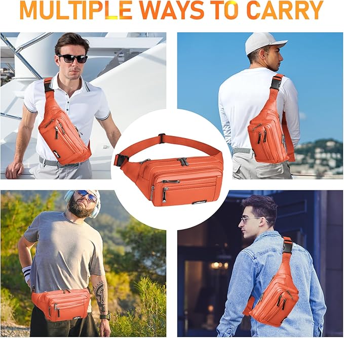 Waist Pack Bag Fanny Pack for Men&Women Hip Bum Bag with Adjustable Strap for Outdoors Workout Traveling Casual Running Hiking Cycling (Orange)