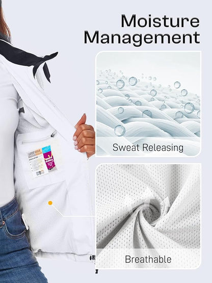 Womens Waterproof Rain jacket Lightweight Active Outdoor Raincoat with Removable Hood