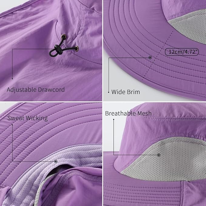 Home Prefer Outdoor UPF50+ Sun Hat Wide Brim Mesh Fishing Hat with Neck Flap