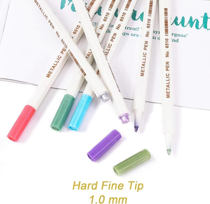 Dyvicl Metallic Marker Pens, 15 Colors Hard Fine Tip Metallic Markers for Black Paper, Adult Coloring, Card Making, Rock Painting, Scrapbooking Crafts, DIY Photo Album