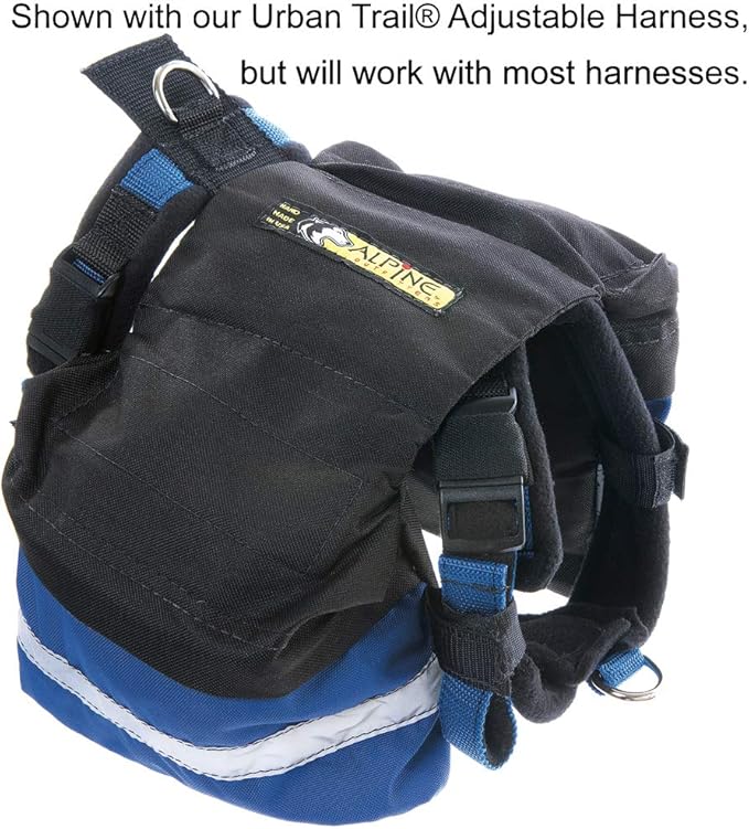 Alpine Outfitters Adventure Trekking Trail Backpack for Dogs. for Use with Urban Trail Harness for Hiking, Walking and Exploring. Handmade in The USA! (Large Black)