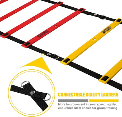 POWER GUIDANCE Agility Ladder (20 Feet) with Cones for Speed Agility Training & Quick Footwork Exercise - Soccer & Football Training Equipment for Adults, Youth & Kids