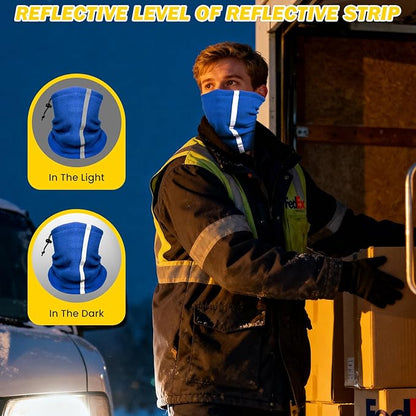 Winter Neck Warmer Gaiter for Men: 4 Pack Reflective Face Mask Cover Hi Vis Balaclava for Outdoor Work Sports Safety