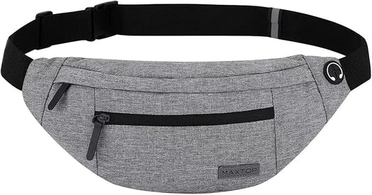 MAXTOP Large Crossbody Fanny Pack with 4-Zipper Pockets,Gifts for Enjoy Sports Festival Workout Traveling Running Casual Hands-Free Wallets Waist Pack Phone Bag Carrying All Phones