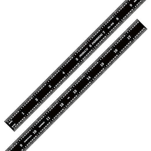 PEC Tools 18-inch Steel Ruler, Flexible Stainless Steel, High Contrast, 1/32“, 1/64”, 1/50“, 1/100” High-Precision Ruler, Suitable for Precision Workshops and Laboratories, Made in USA