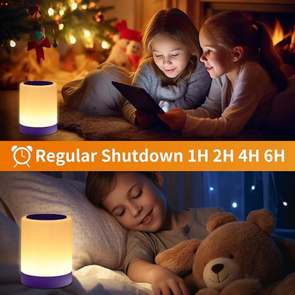 OORUN Touch Bedside Table Lamp,13 RGB Colors & 5 Brightness, USB Rechargeable Desk Lamp, Remote Control Dimmable Night Light with RGB Color Changing,Portable Lamp for Baby, Living Room (Purple)
