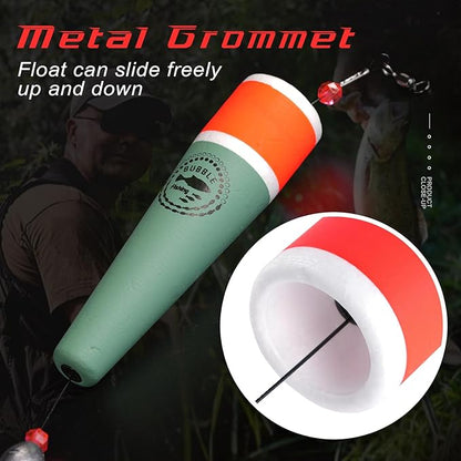 Fishing Floats Rigs Popping Corks for Saltwater Rattle Weighted Bobbers Fishing Tackle (4pcs, 2/3/4/5 in, Green/Yellow/Orange)