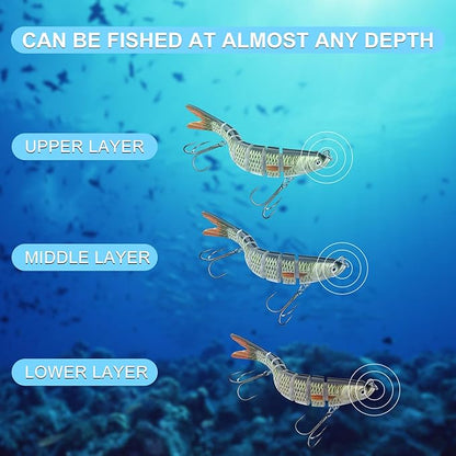 Fishing Lures for Freshwater and Saltwater, CHSMONB 6 Pcs Slow Sinking Most Lifelike Jointed Swimbait for Bass Trout Crappie Walleye Pike, Amazing Gifts for Men and Family