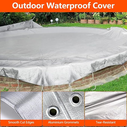 8x20Ft Tarps 16 MIL Heavy Duty Thick Waterproof Poly Tarp, UV Resistant&Tear Multipurpose Protective Cover w/Grommets and Reinforced Edges for Camping, Tent, Boat, RV, Car Silver&Black