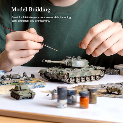 Golden Maple Fine Miniature Paint Brushes – Professional Micro Detail Brush Set for Models, Tabletop Gaming & Fine Art – Portable Travel Case, Acrylic/Watercolor/Oil