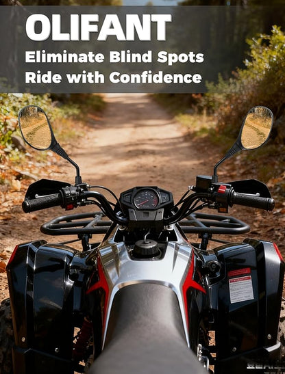 ATV Motorcycle Rear View Mirrors for Polaris Sportsman Honda Foreman Yamaha Big Bear Arctic Cat Suzuki Quadsport CFmoto Cforce 8mm/10mm Adapter 7/8" Handlebar Mount for Quads GY6 Scooters Mopeds