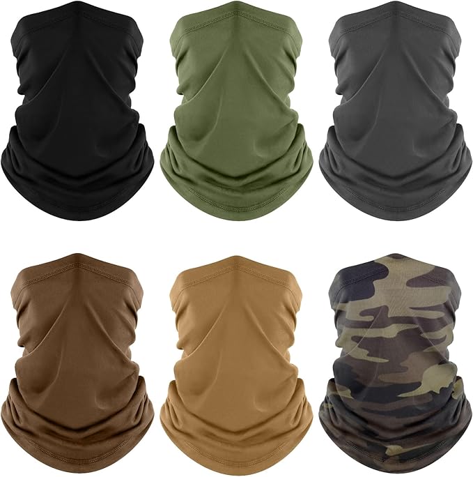 Fuinloth Neck Gaiter, 6 Pack Cooling UV Protection Bandana Buff Face Mask Gator Scarf for Men Women