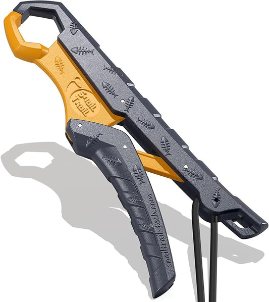 SNAIL TRAIL 7.5''/9'' Floating Fish Gripper, Fishing Grabber, Catfish Mouth Pliers, Caught Bass Holder, Digital Scale Hook Clamp, Saltwater Lip Grip Tool with Lanyard, Gifts for Men