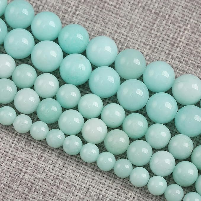 75PCS 10MM Natural Stone Amazonite Chalcedony Loose Beads for Jewelry Making DIY Bracelet Necklace 2 Strands