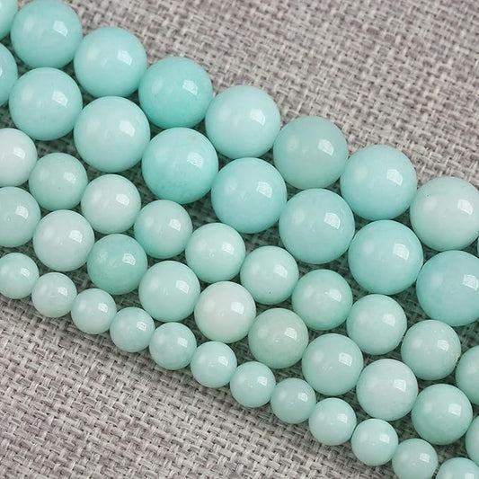 120PCS 6MM Natural Stone Amazonite Chalcedony Loose Beads for Jewelry Making DIY Bracelet Necklace 2 Strands
