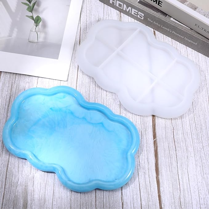 Cloud Shape Tray Silicone Mold, Silicone Molds for Epoxy Resin, for DIY Handmade Decorative Crafts, Jewelry Bases, Plates, Candle Holders, Containers